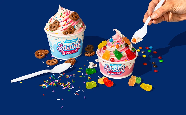 Swirl World Frozen Yogurt with a variety of toppings