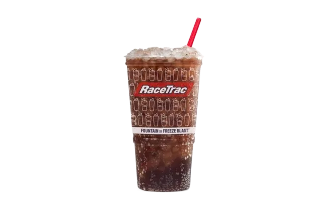Fountain drink with ice in a large RaceTrac cup
