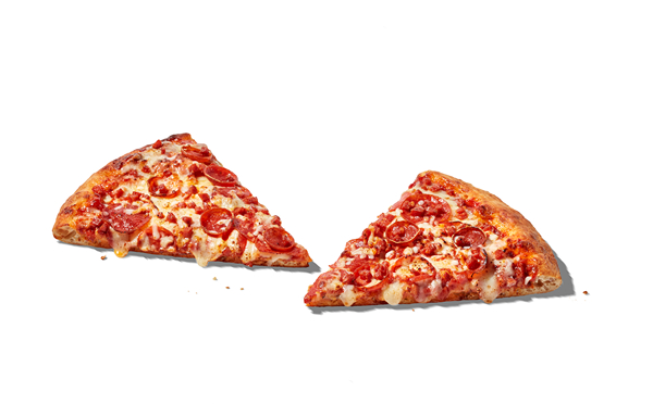 two pepperoni pizza slices