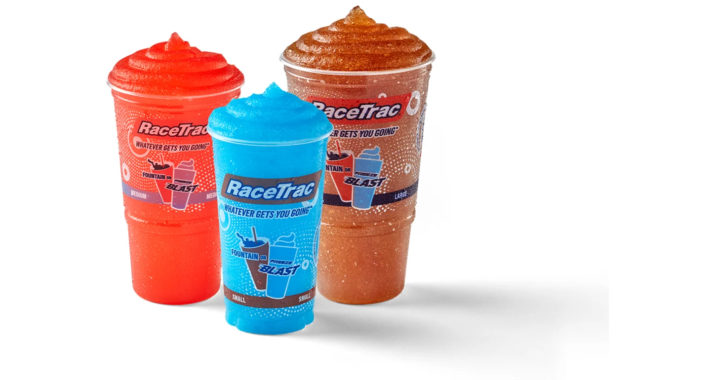 Small, medium, and large frozen drinks